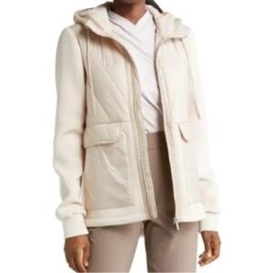 Zella Hybrid Puffer Jacket Women’s XL Tan Taupe Active Athleisure Lightweight